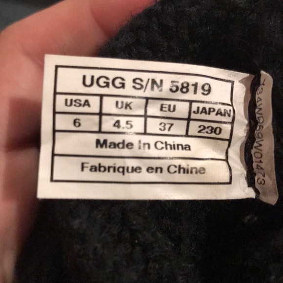 Black Knit Fold Over Button Ugg Boots - Picture 7 of 7